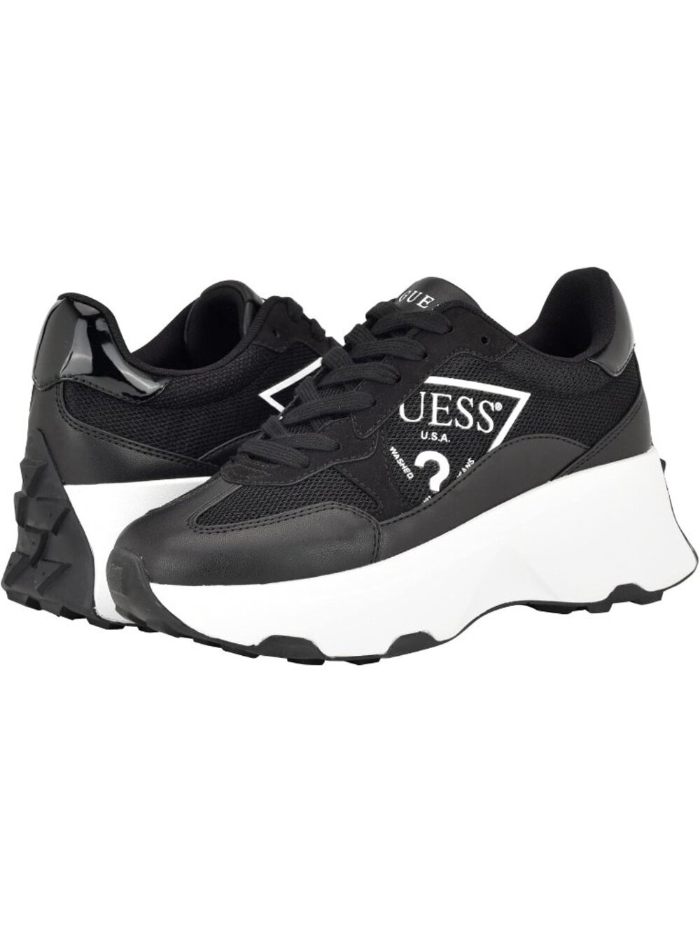 Womens Black Mesh Calebb Sneaker GUESS Logo Sporty Lace-Up Fit Fashion Sneaker